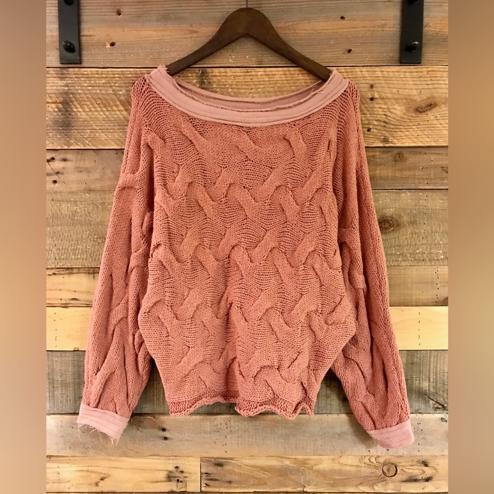 Elan Lena Wide Neck Chunky Knit Balloon Sleeve Sweater Size Medium - Picture 1 of 6